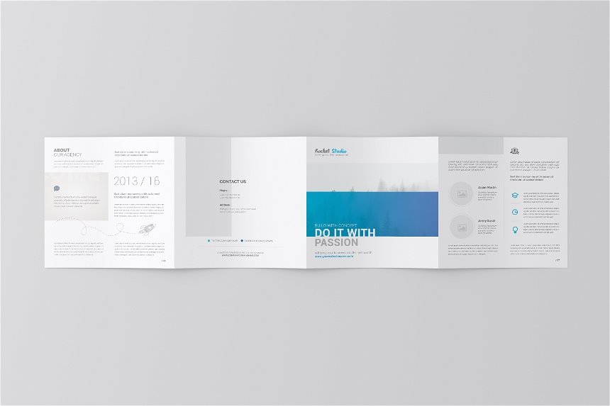 4 Views of Square 4 Fold Brochure Mockup