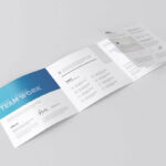 4 Views of Square 4 Fold Brochure Mockup