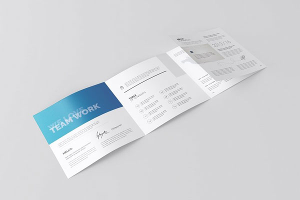 4 Views of Square 4 Fold Brochure Mockup