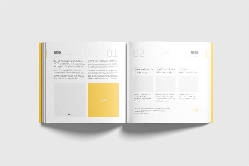 4 Views of Square Softcover Book Mockup