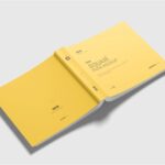 4 Views of Square Softcover Book Mockup