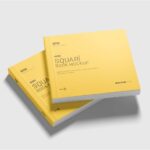 4 Views of Square Softcover Book Mockup