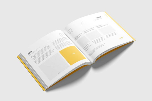 4 Views of Square Softcover Book Mockup