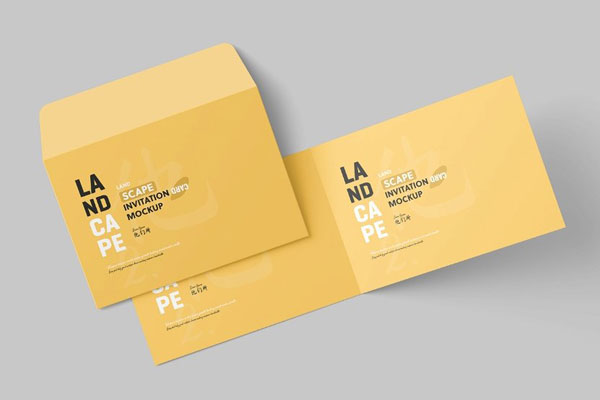 4 Visions of Invitation Card Mockup with Envelope