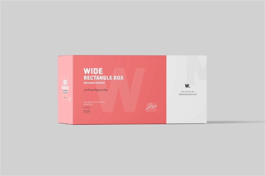 4 Visions of Wide Rectangle Box Mockup