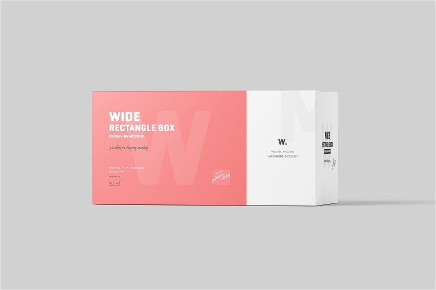 4 Visions of Wide Rectangle Box Mockup