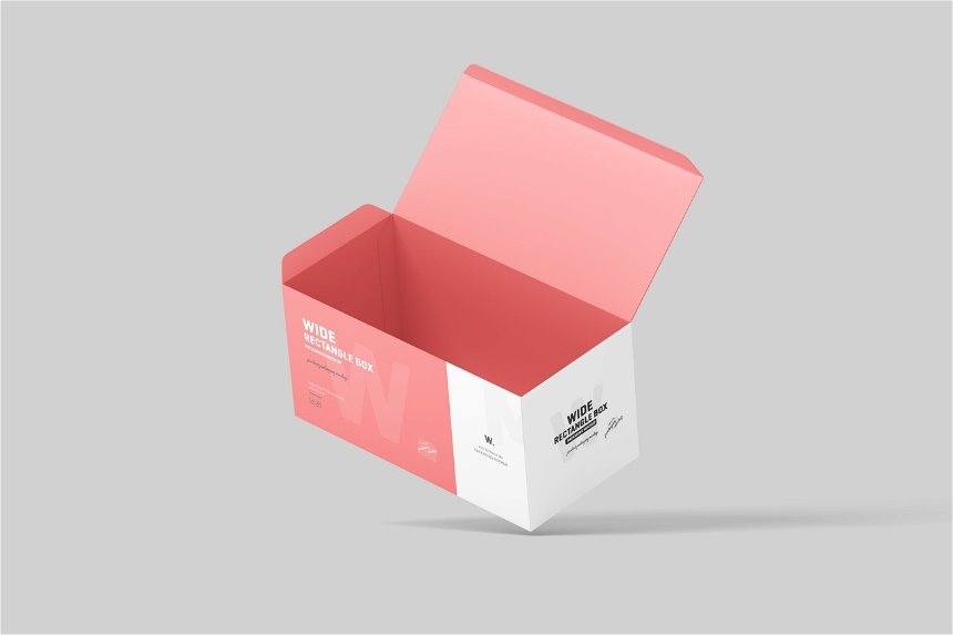 4 Visions of Wide Rectangle Box Mockup