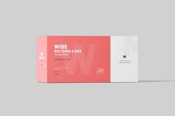 4 Visions of Wide Rectangle Box Mockup