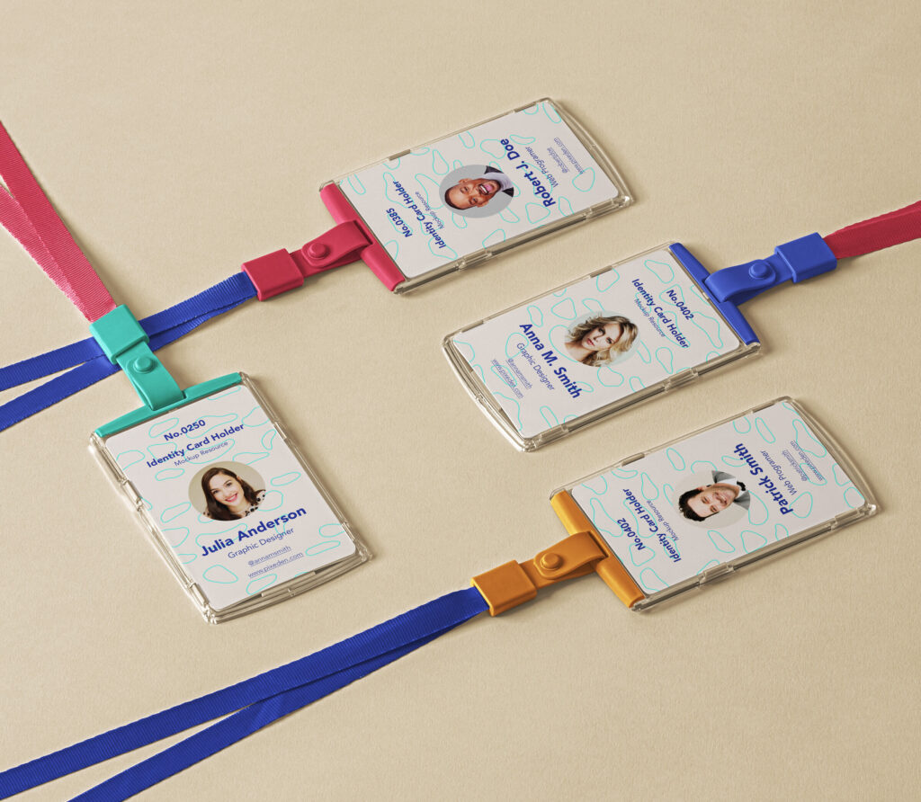 4 White ID Card Holder Mockup Scene