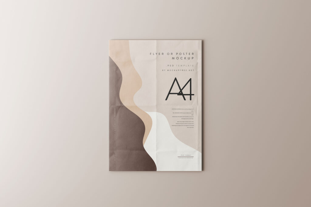 5 Angles of A4 Folded Poster / Flyer Mockup