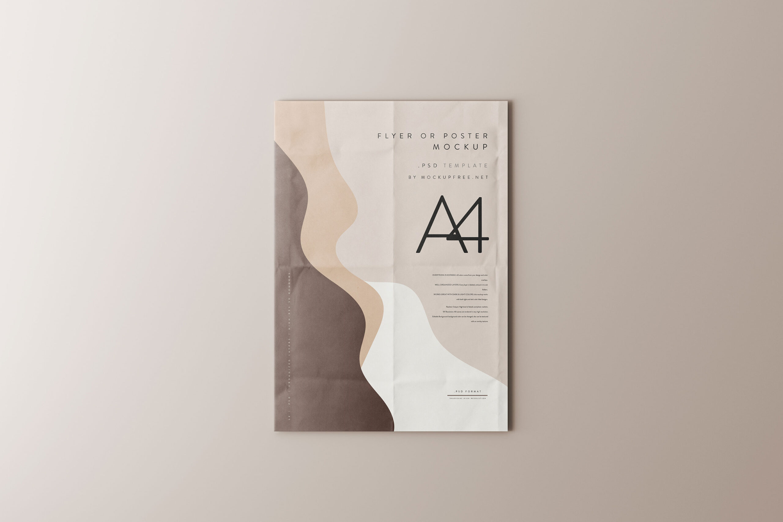 5 Angles of A4 Folded Poster / Flyer Mockup FREE PSD