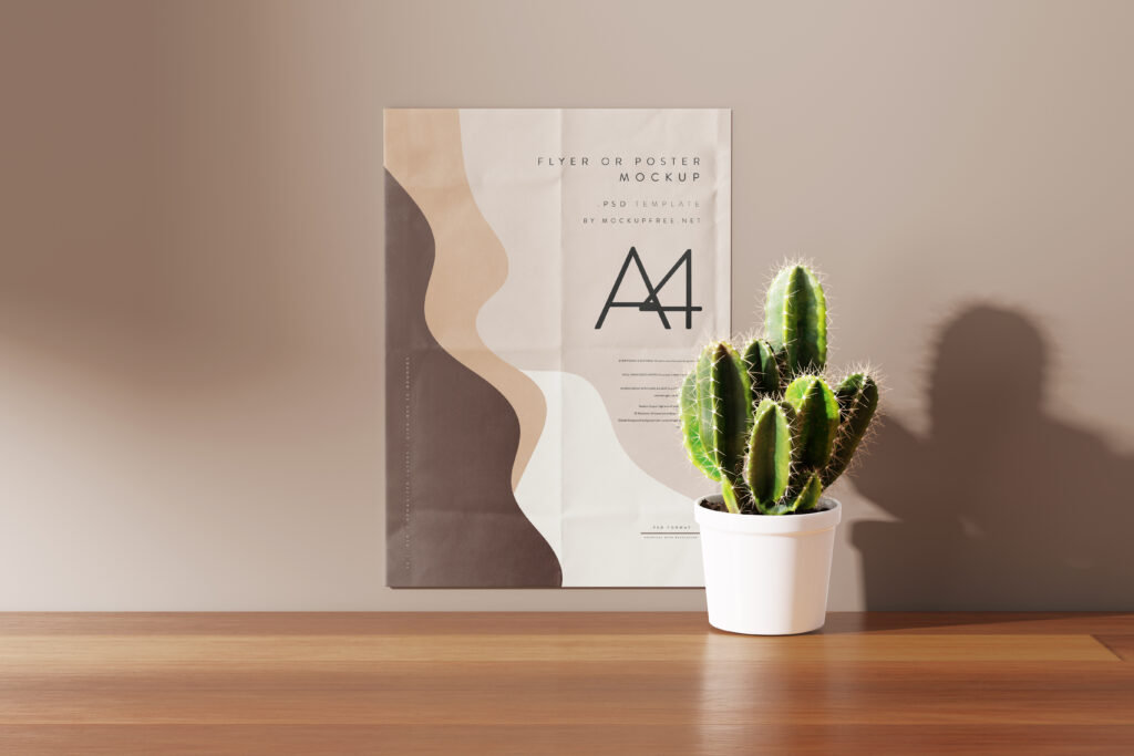 5 Angles of A4 Folded Poster / Flyer Mockup