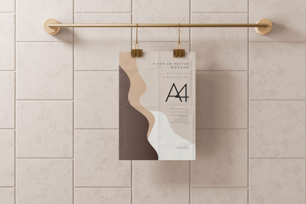5 Angles of A4 Folded Poster / Flyer Mockup