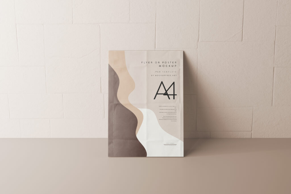 5 Angles of A4 Folded Poster / Flyer Mockup