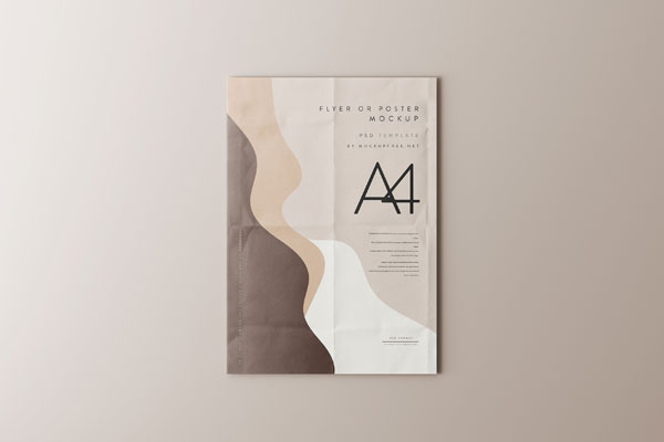 5 Angles of A4 Folded Poster / Flyer Mockup