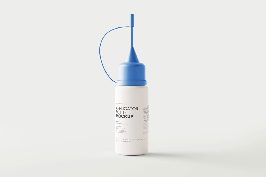 5 Angles of Plastic Applicator Bottle Mockup