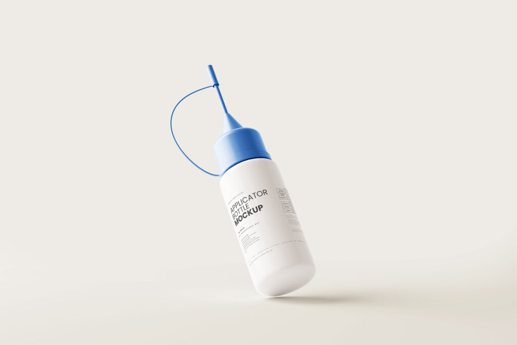 5 Angles of Plastic Applicator Bottle Mockup