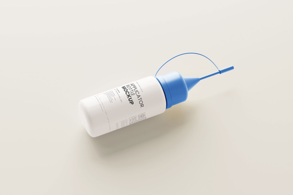 5 Angles of Plastic Applicator Bottle Mockup