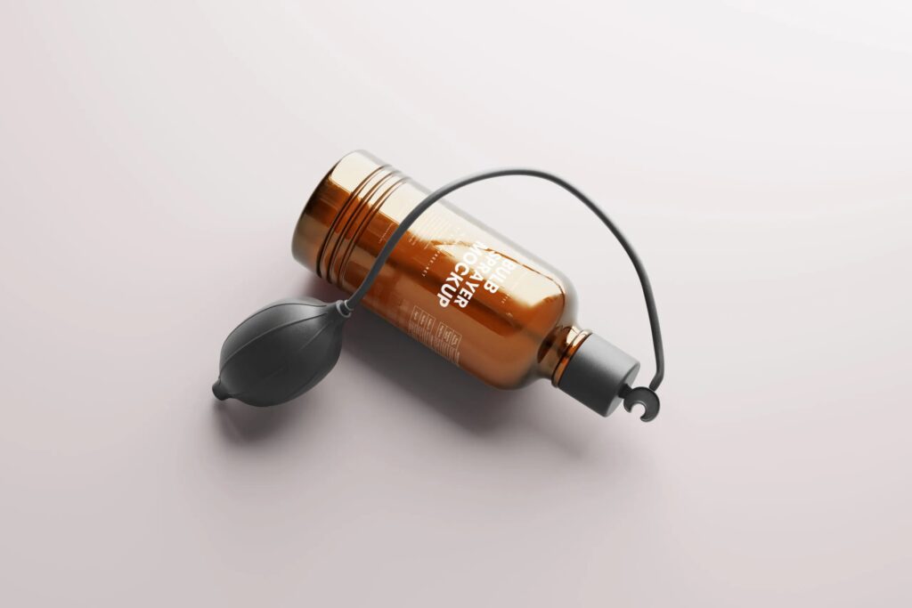 5 Angles of Spray Bottle Mockup with Bulb Atomizer
