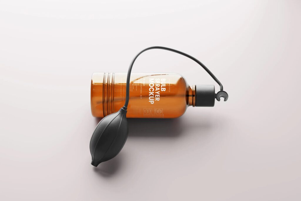 5 Angles of Spray Bottle Mockup with Bulb Atomizer