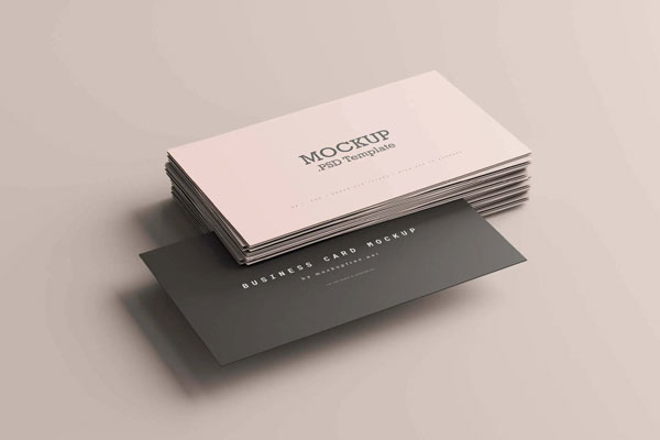 5 Business Card Stack Mockups in Perspective View