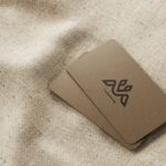 5 Business Cards Mockups On Burlap Sack in Perspective Sights