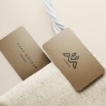 5 Business Cards Mockups On Burlap Sack in Perspective Sights