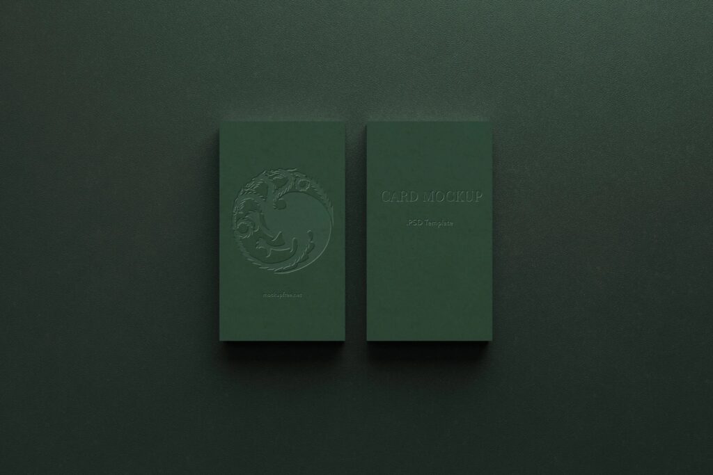 5 Business Cards Mockups with Embossed Text Effect in Varied Views