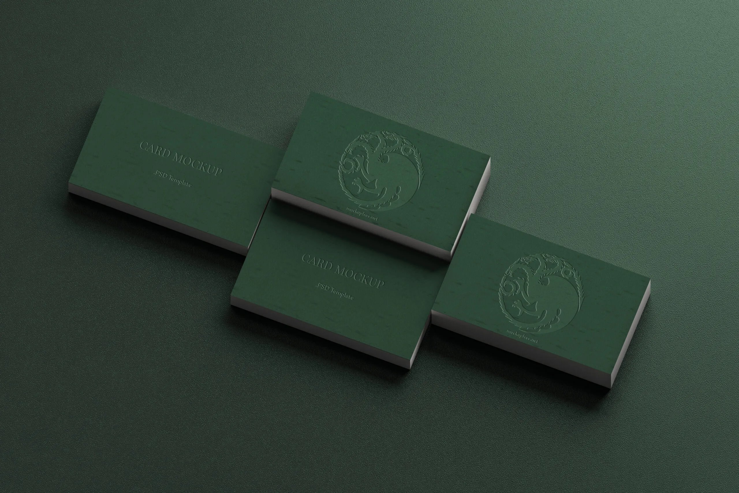 5 Business Cards Mockups with Embossed Text Effect in Varied Views FREE PSD