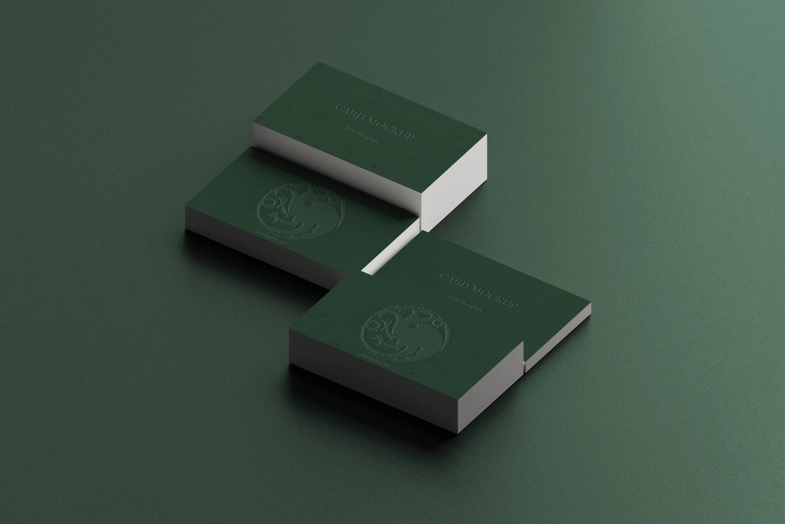 5 Business Cards Mockups with Embossed Text Effect in Varied Views FREE PSD
