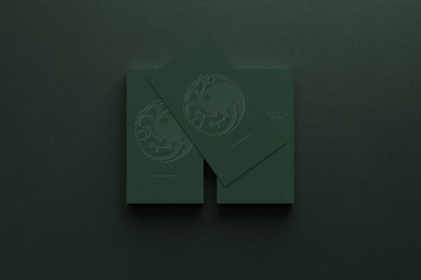 5 Business Cards Mockups with Embossed Text Effect in Varied Views