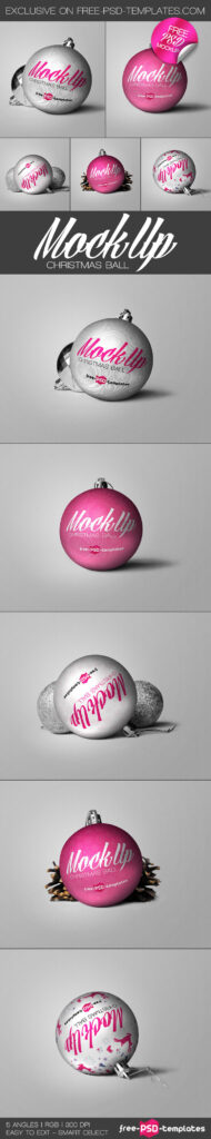 5 Close-up Shot Christmas Ball Mockups in Different Angles mockup preview