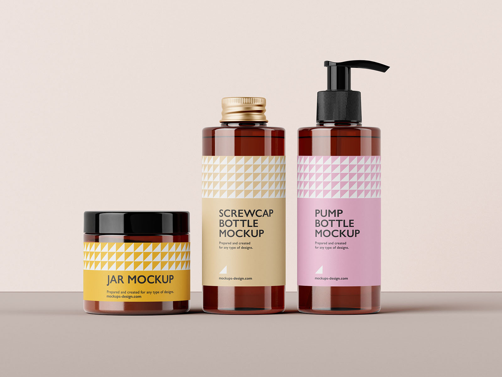5 Cosmetic Packaging Set Mockups with 2 Bottles and Jar FREE PSD