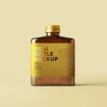 5 Flat Liquor Bottle Mockups with Screw Cap in Varied Sights