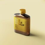 5 Flat Liquor Bottle Mockups with Screw Cap in Varied Sights