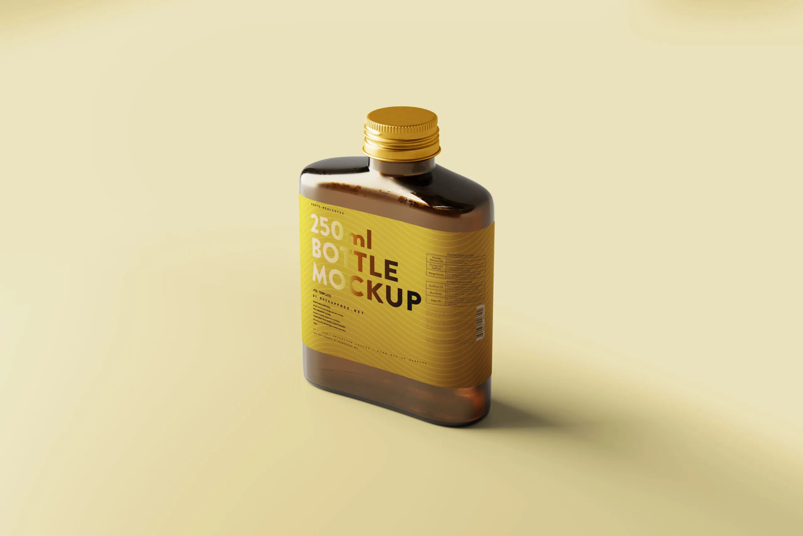 5 Flat Liquor Bottle Mockups with Screw Cap in Varied Sights FREE PSD