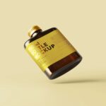 5 Flat Liquor Bottle Mockups with Screw Cap in Varied Sights