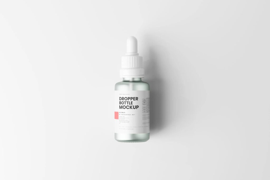 5 Frosted Glass Dropper Bottle Mockups in Different Visions