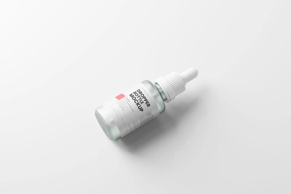 5 Frosted Glass Dropper Bottle Mockups in Different Visions