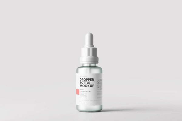 5 Frosted Glass Dropper Bottle Mockups in Different Visions
