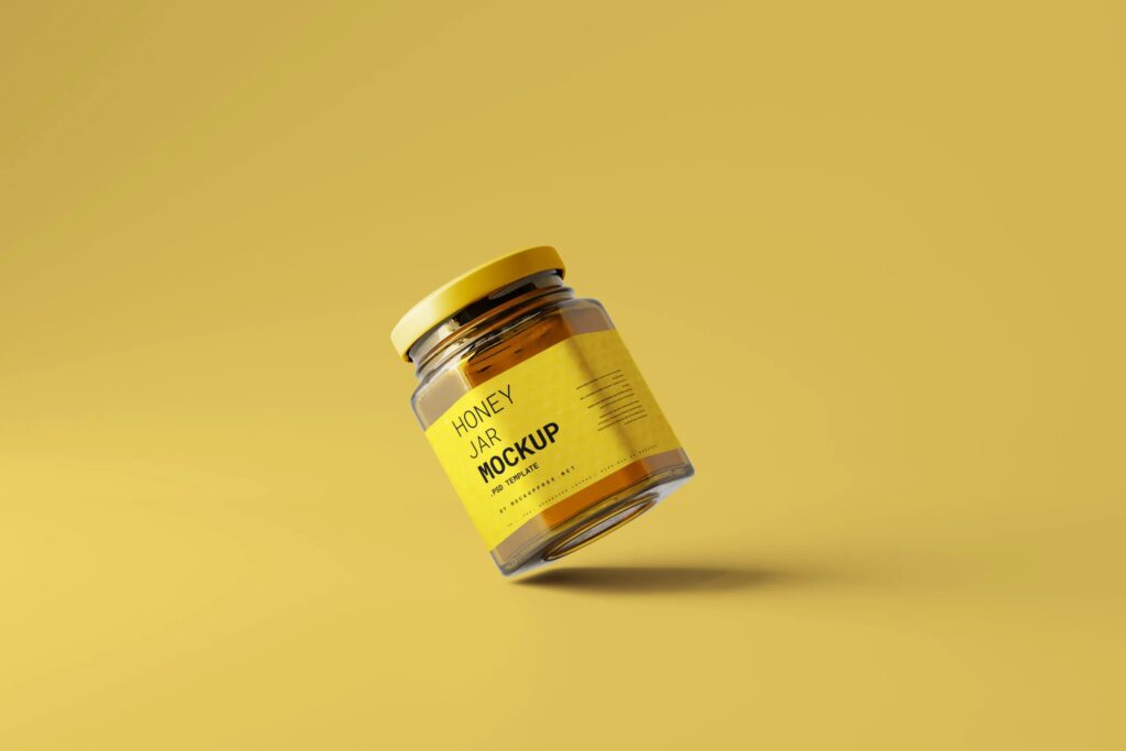 5 Honey Jar Mockups with Lid in Various Views