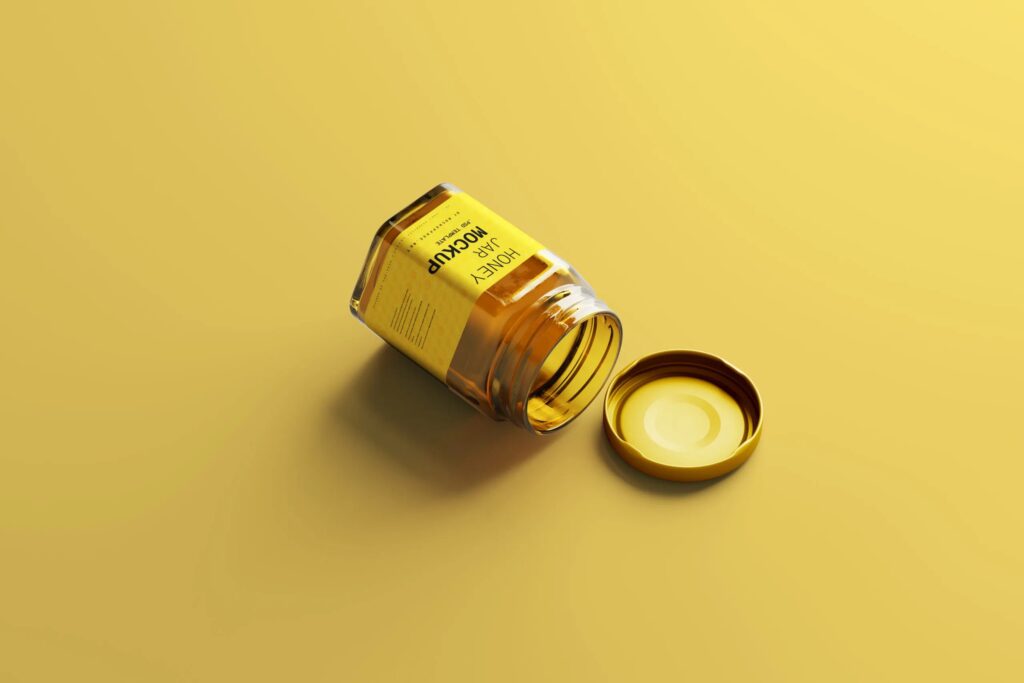 5 Honey Jar Mockups with Lid in Various Views