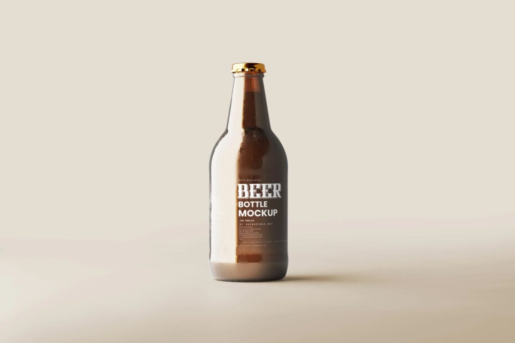 5 Lager Beer Bottle Mockups in Different Views