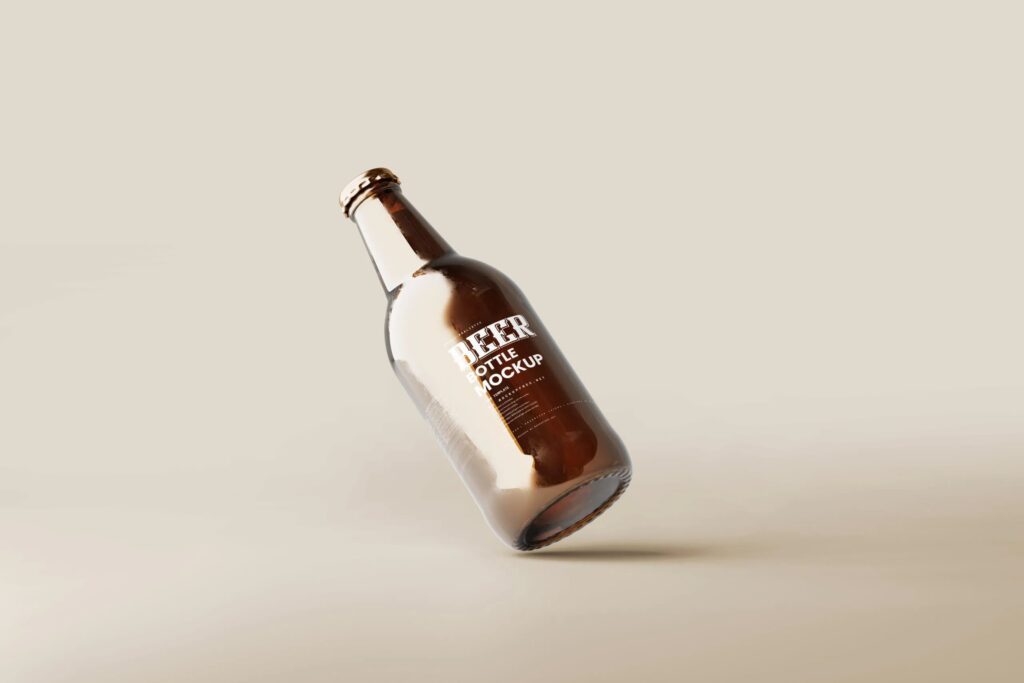 5 Lager Beer Bottle Mockups in Different Views