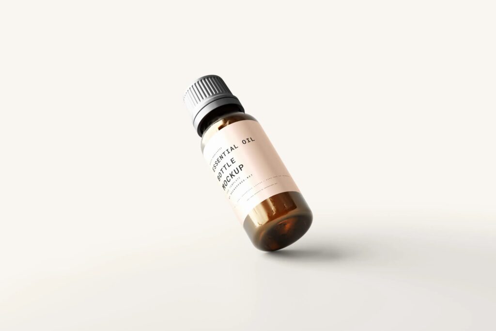 5 Large Essential Oil Bottle Mockups in Different Views