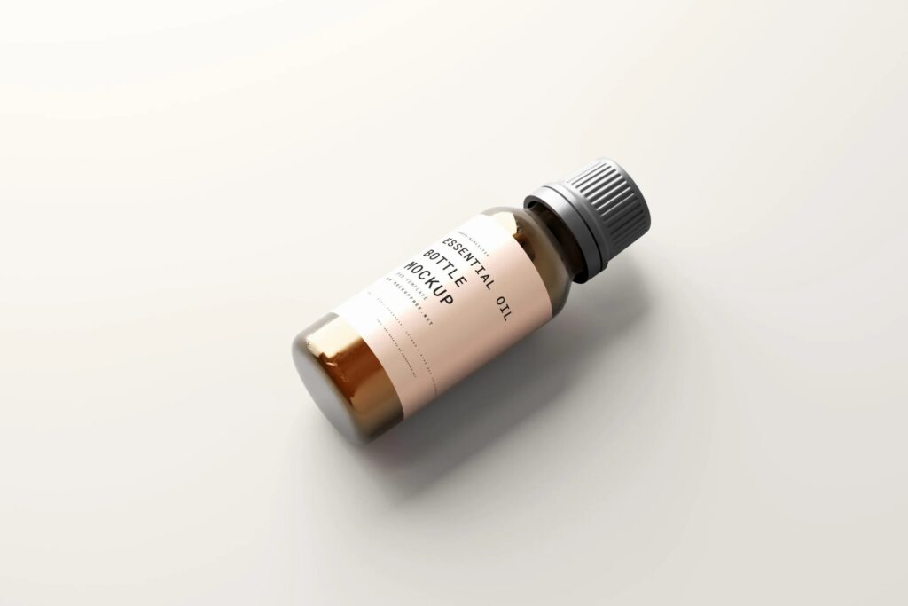 5 Large Essential Oil Bottle Mockups in Different Views
