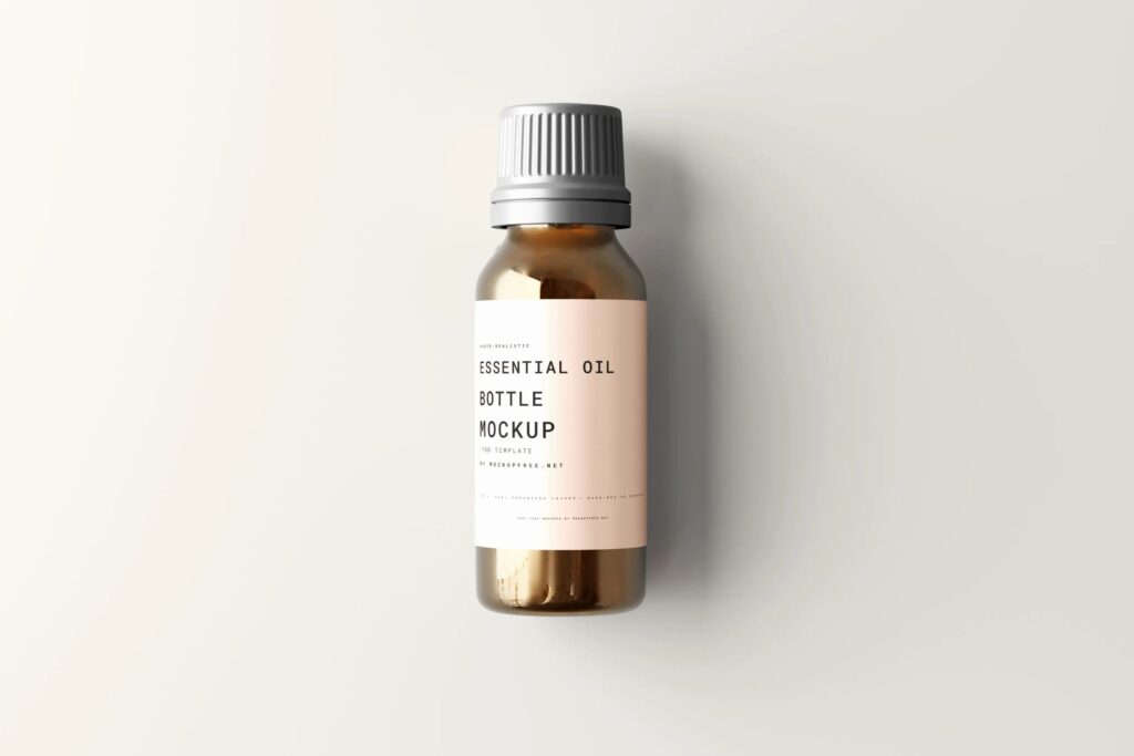 5 Large Essential Oil Bottle Mockups in Different Views