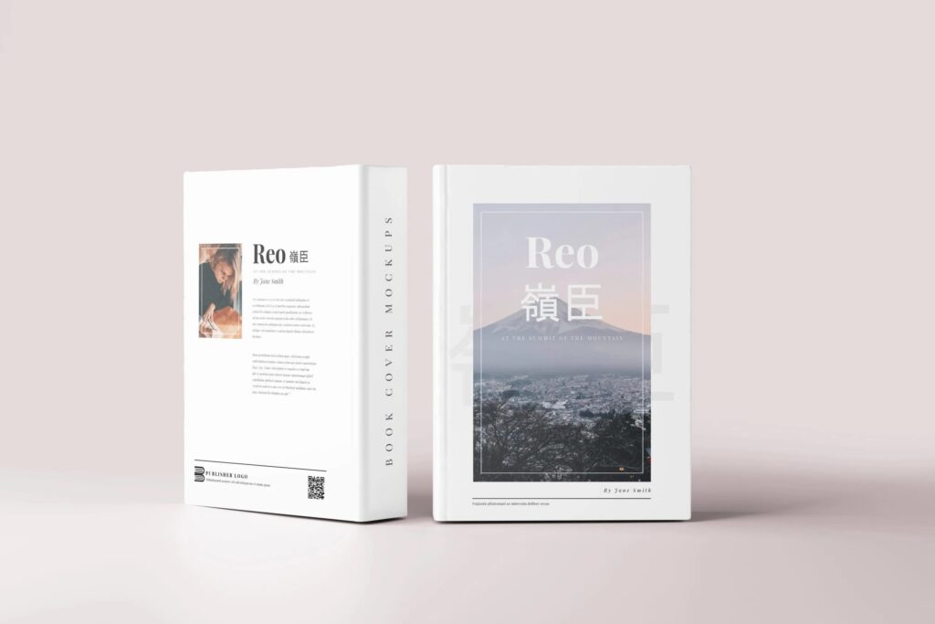 5 Large Hard Cover Books Mockups in Various Views