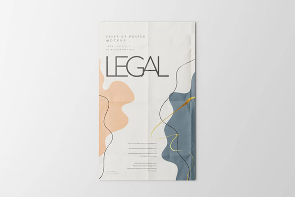 5 Legal Size Flyer / Poster Mockups in Front View