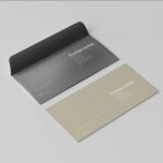 5 Long Corporate Envelopes Mockups in Perspective and Top Visions